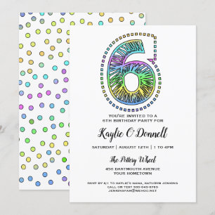 Cool Whimsical Fun 6e anniversaire Fête Invitation
