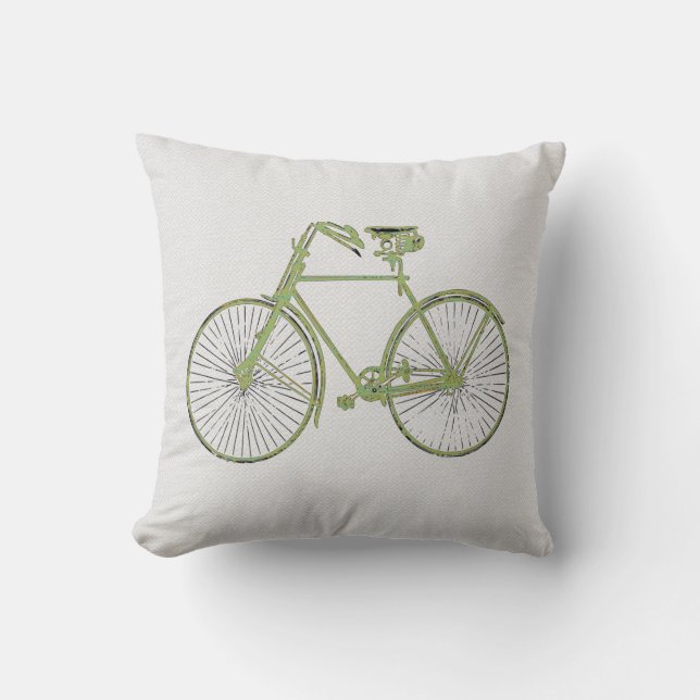 cool white green bicycle  Throw pillow (Front)