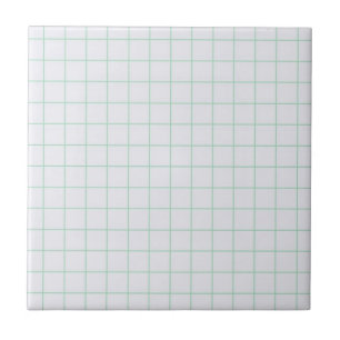 Cool White & Mint Green Chequered Retro Pattern Tile
