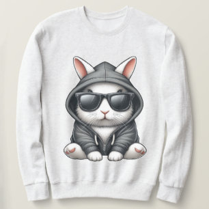 Cool White Rabbit in Hoodie and Sunglasses
