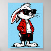 Cool White Rabbit in Red Jacket
