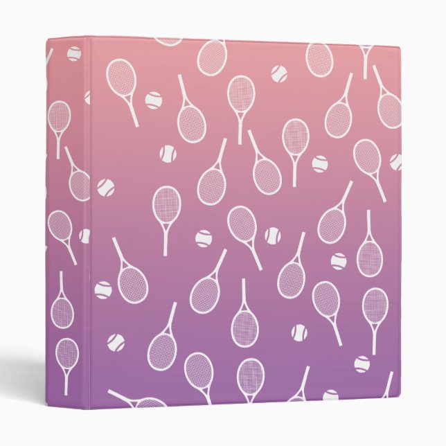 Cool White Retro Tennis Racquets Pattern Gradient  Binder (Front/Spine)