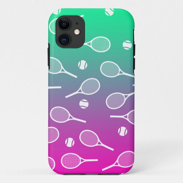 Cool White Retro Tennis Racquets Pattern Gradient  Case-Mate iPhone Case (Back)