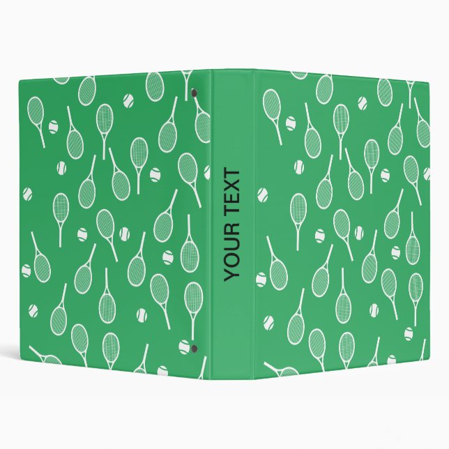 Cool White Retro Tennis Racquets Pattern Green  Binder (Background)