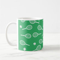 Cool White Retro Tennis Racquets Pattern Green