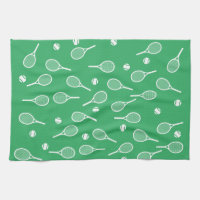 Cool White Retro Tennis Racquets Pattern Green