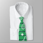 Cool White Tennis Racquets Pattern Stripes Green   Tie<br><div class="desc">White and green stripes Tennis Rackets Pattern For Him | Summer Tennis Court. Gift for tennis player, white racquet tennis match on a green background. Personalized Gift for a tennis player. Trendy tennis players home decor. Trendy modern tennis player gifts. Cool retro modern gift for your school tennis coach or...</div>