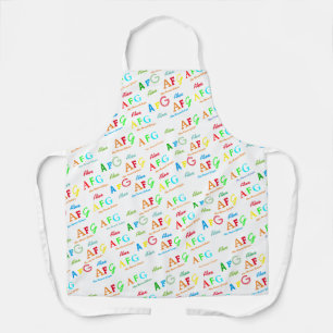 cool whiteapron with pattern of colour names apron