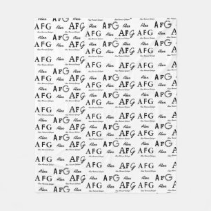 cool whiteblanket with pattern of black names fleece blanket