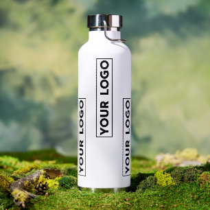 Cool Wide Logo Pattern White Water Bottle
