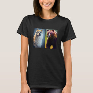 Cool Wild Animal Bear & White Dog Husky Outfit Ill T-Shirt