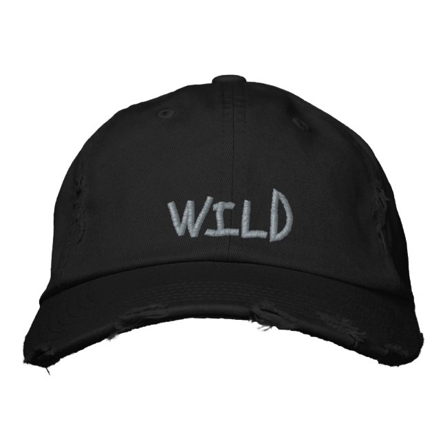 Cool Wild Quote Lavender Purple Black Fun Embroidered Hat (Front)