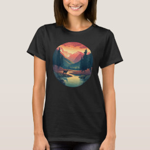 Cool wilderness National Park with Deer for hiking T-Shirt