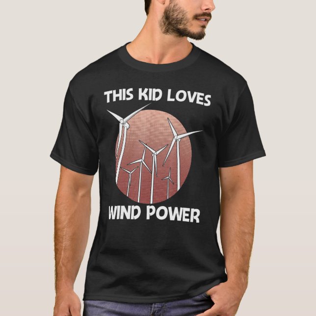 Cool Wind Power For Kids Boys Wind Turbine Renewab T-Shirt (Front)