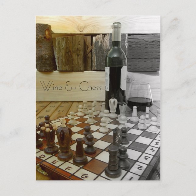 Cool Wine & Chess Postcard! Postcard (Front)