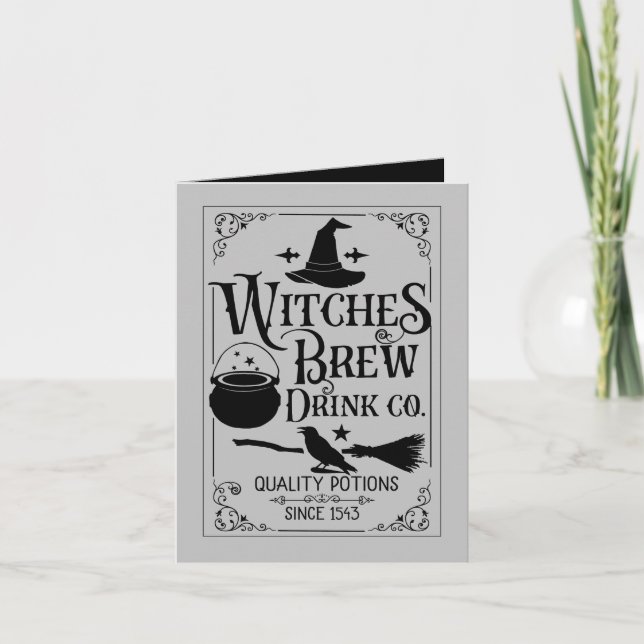cool witch brew add sentiment Halloween Card  (Front)