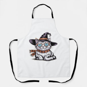 Cool Witch Cat – Cute Halloween Kitty with Heart G Apron