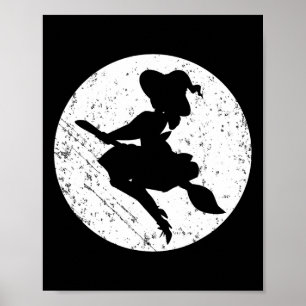 Cool Witch Silhouette Halloween Trick Or Treat And Poster