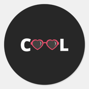 Cool - with red heart sunglasses classic round sticker