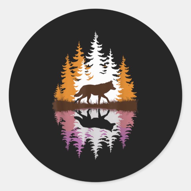 Cool Wolf Art For Men Women Howling Wolf Wolves Lo Classic Round Sticker (Front)