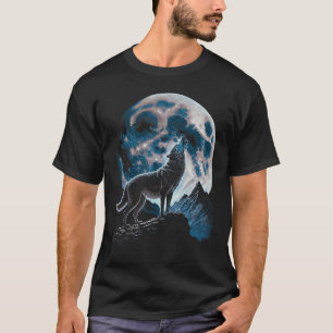 Cool Wolf Howling At The Moon - Wolf Lover T-Shirt