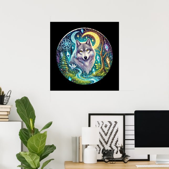 Cool wolf lovers animal  poster (Home Office)