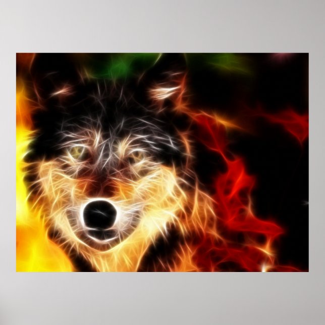 Cool Wolf Portrait Poster (Front)