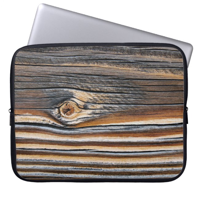 Cool Wood Grain Knot Texture Laptop Sleeve (Front)