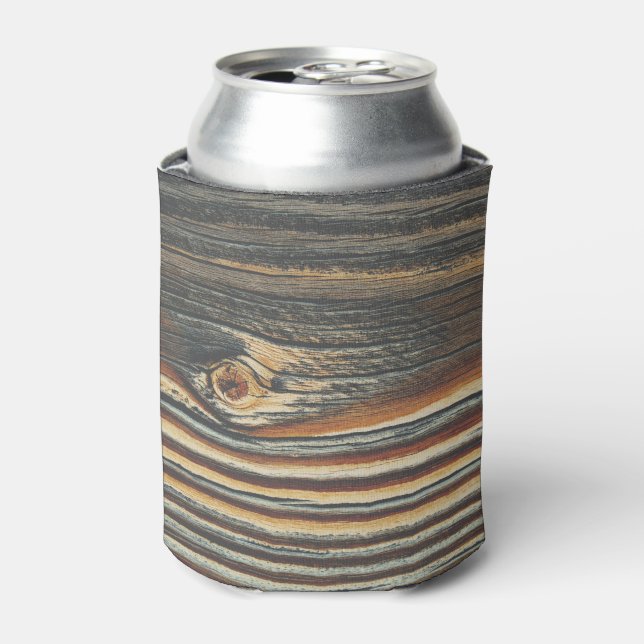 COOL Wood Grain Pattern Can Cooler (Can Front)