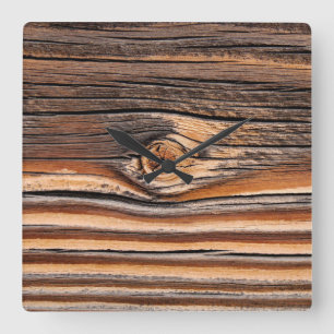 COOL Wood Grain Pattern Square Wall Clock