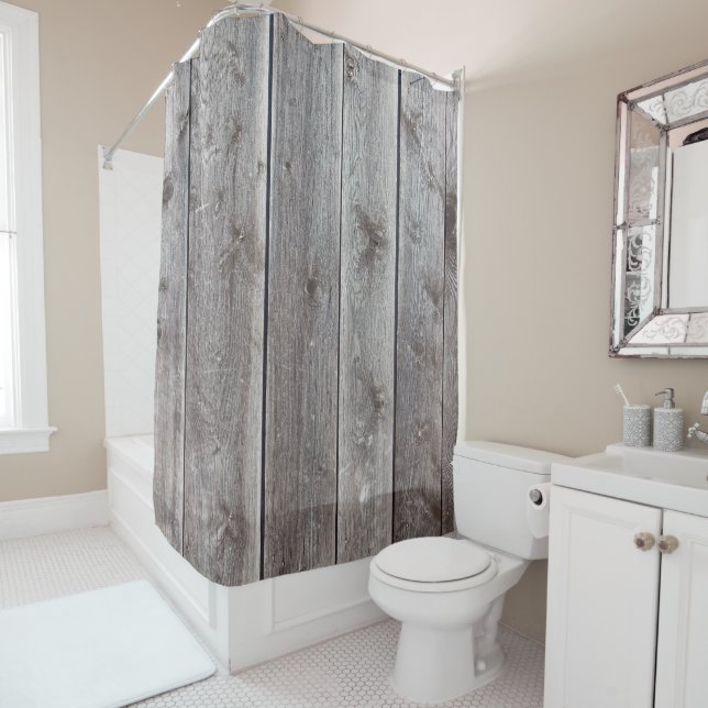 Cool Wood look Rustic Shower Curtains Customizable (In Situ)