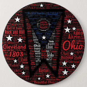 Cool Word Art Ohio State 6 Inch Round Button