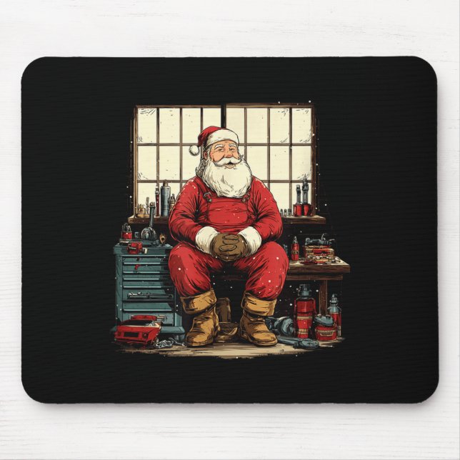 Cool Workshop Santa Claus With Wrenches Tool Costu Mouse Pad (Front)