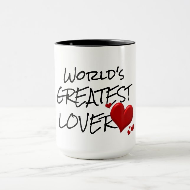 cool world's greatest lover cute funny coffee mug (Center)
