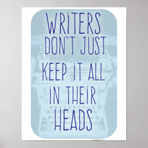 Cool Writers Brain Motivational Author Slogan Poster