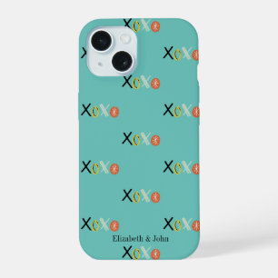 Cool "XOXO" Hearts Valentine's Day  Mint Green iPhone 15 Case