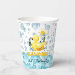 Cool yellow 1st rubber duck birthday invitations paper cups