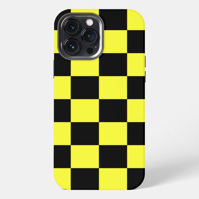 Cool Yellow and Black chequered pattern iPhone Case (Back)
