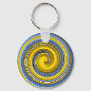 Cool yellow and blue spiral keychain