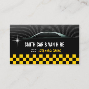 Cool Yellow Chequered Car & Van Hire Business Card