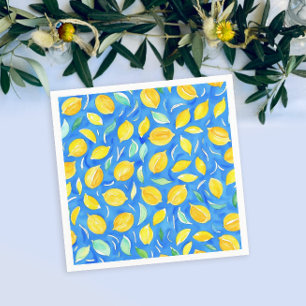 Cool Yellow Citrus Fruits Watercolor Lemon Pattern Napkin