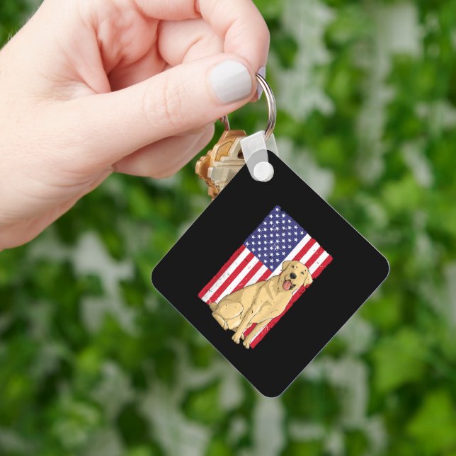 Cool Yellow Lab Art Yellow Labrador Retriever Keychain (Hand)