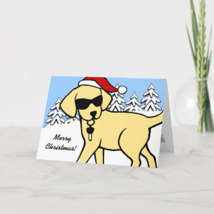Cool Yellow Lab Cartoon Christmas Snow Woods Holiday Card