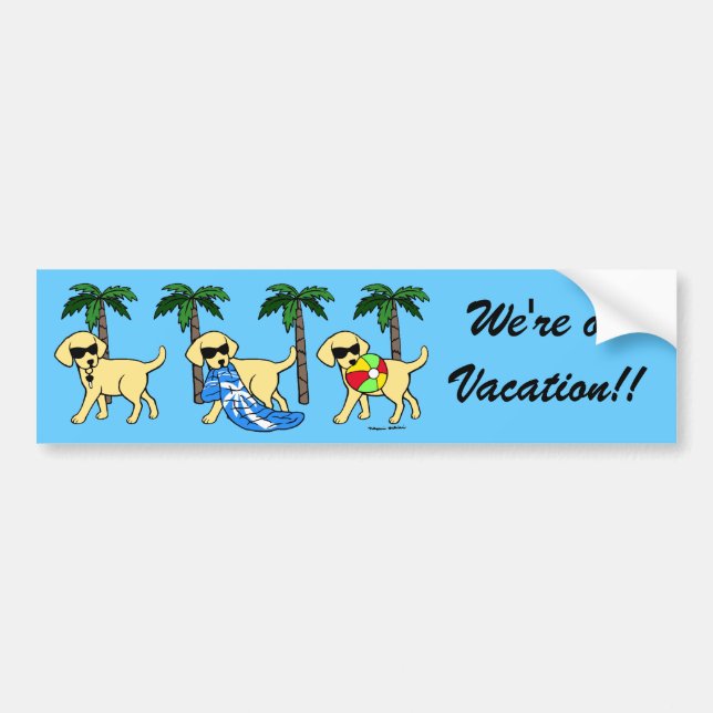 Cool Yellow Labradors Cartoon Bumper Sticker (Front)