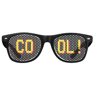 Cool Yellow Red Typography Black Retro Sunglasses