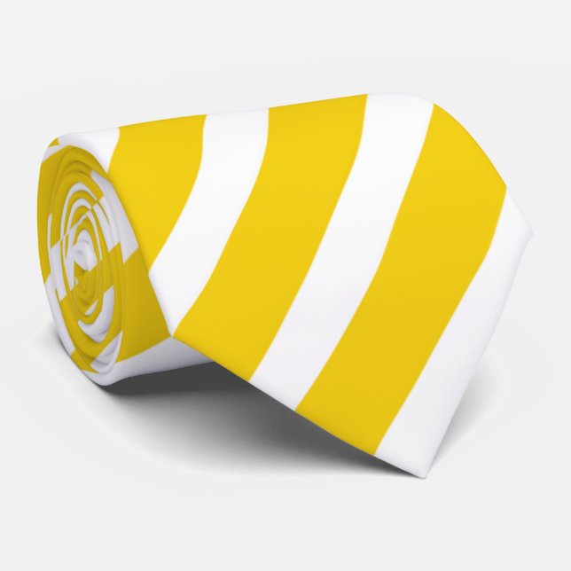 cool yellow white stripe pattern tie (Rolled)