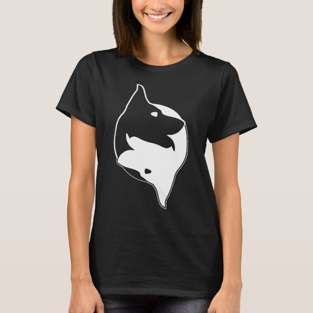 Cool Yin Yang Dog Cute Shepherd Sheepdog Tee (Front)