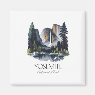 Cool Yosemite National Park Hiking Watercolor Grap Magnet