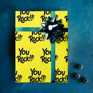 Cool You Black And Yellow Modern Typo Pattern Wrapping Paper