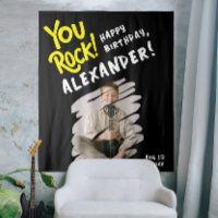 Cool You Rock Happy Bday Black Yellow Brush Photo